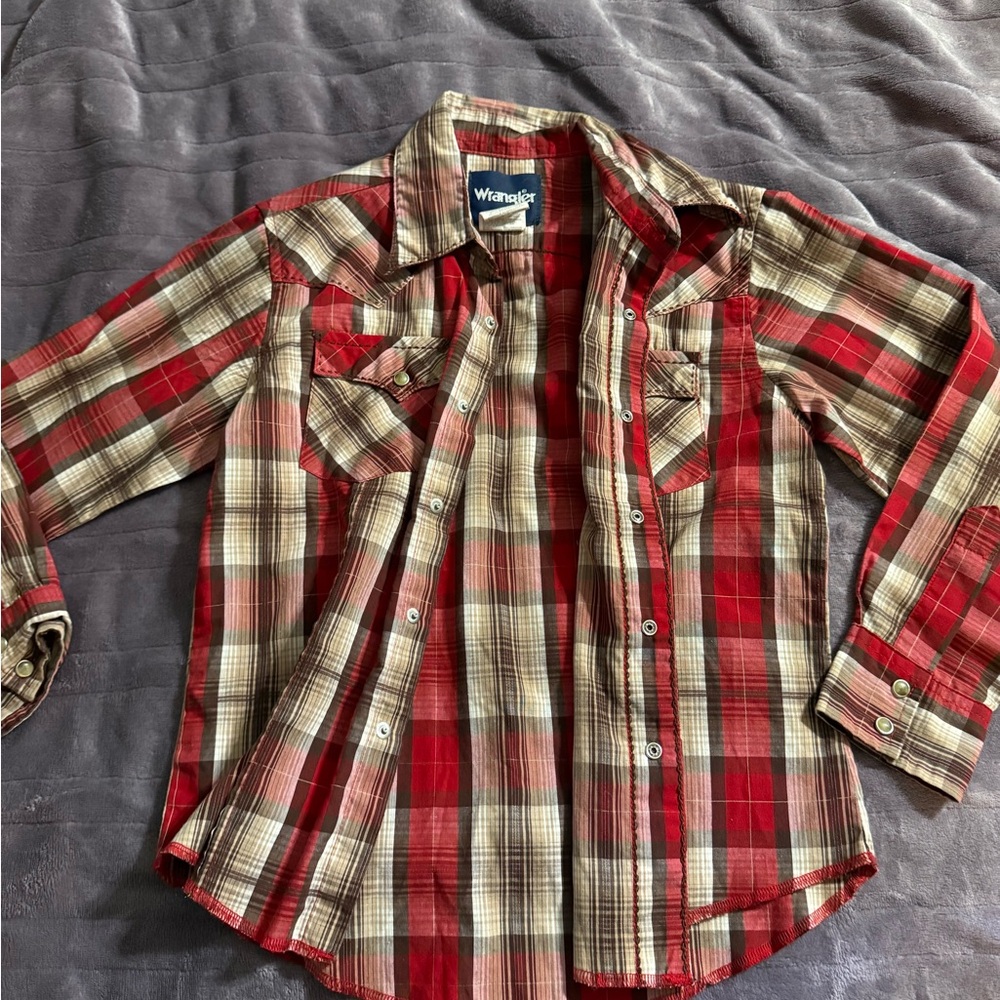 Wrangler Red and Brown Plaid Shirt